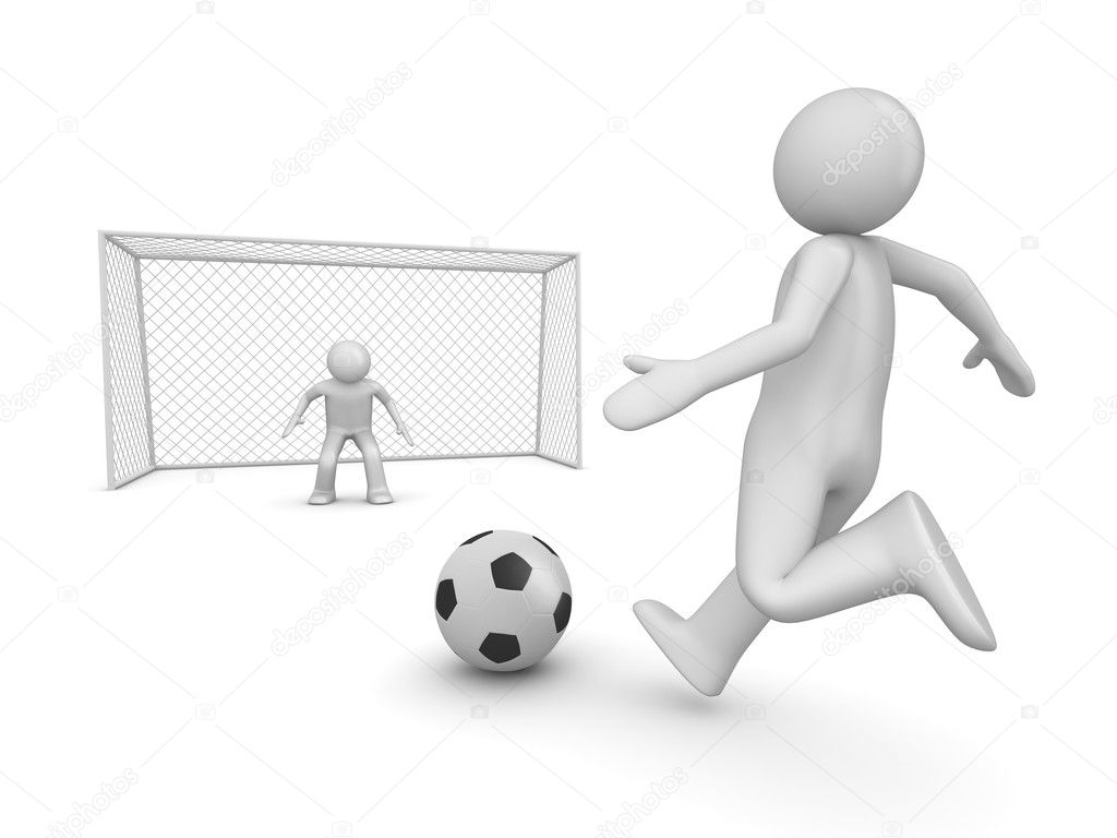 Soccer forward in penalty area