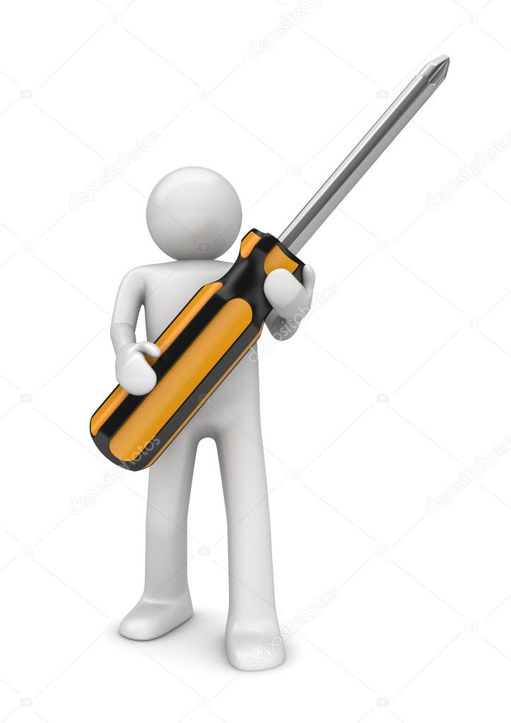 Man with crosshead screwdriver