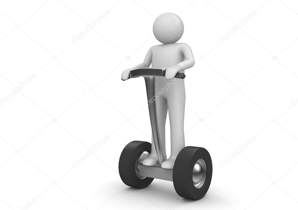 Segway driver. Character on modern ecological electric vehicle. Isolated. One of a 1000 plus 3d characters series