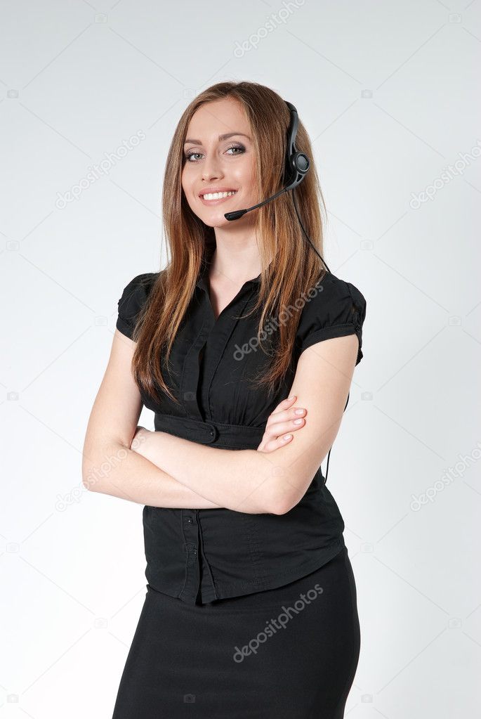 Business collection - Sexy call center operator isolated