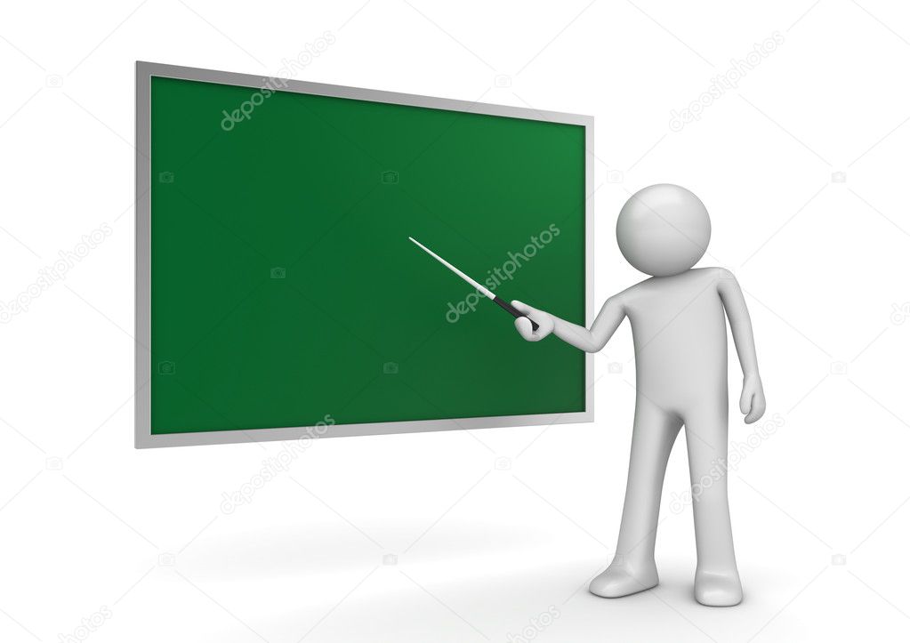 Teacher by the blackboard