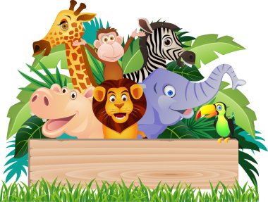 Animal cartoon and signboard clipart