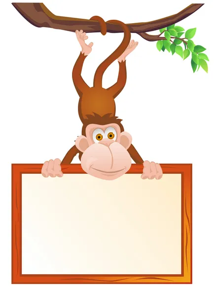 Monkey with blank sign — Stock Vector