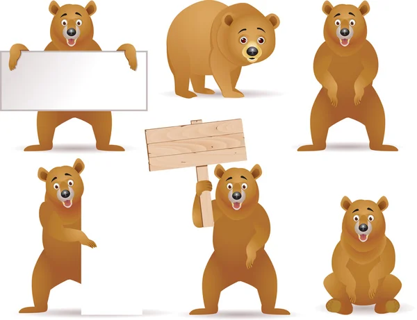 Sbírka kreslených medvěd — Stockový vektor