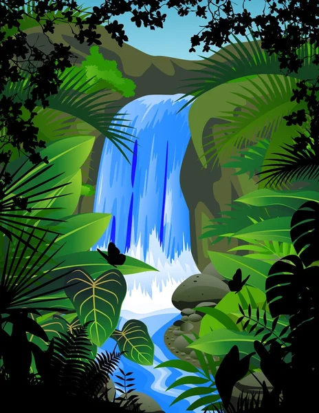 Tropické lesní pozadí — Stockový vektor