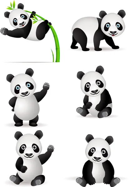 Funny collection de dessins animés panda — Image vectorielle