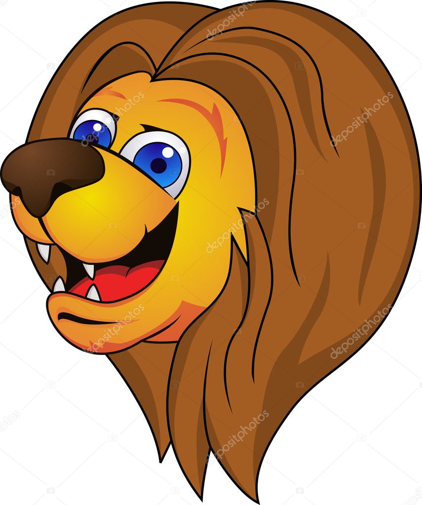 cartoon roaring lion head