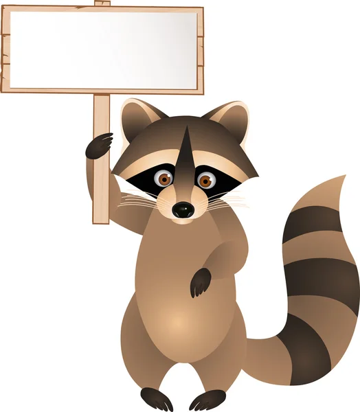 Raccoon With Blank Sign — Stock Vector