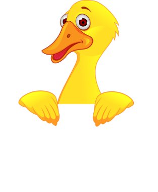 Duck Cartoon With Blank Sign clipart