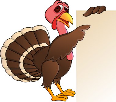 Turkey With Blank Sign clipart