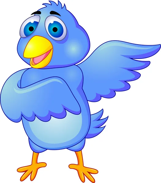 Kreskówka niebieski ptak. na białym tle — Wektor stockowy
