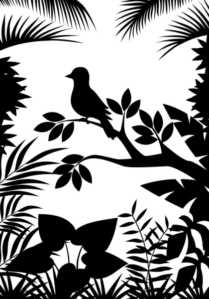 Fond silhouette forêt tropicale — Image vectorielle