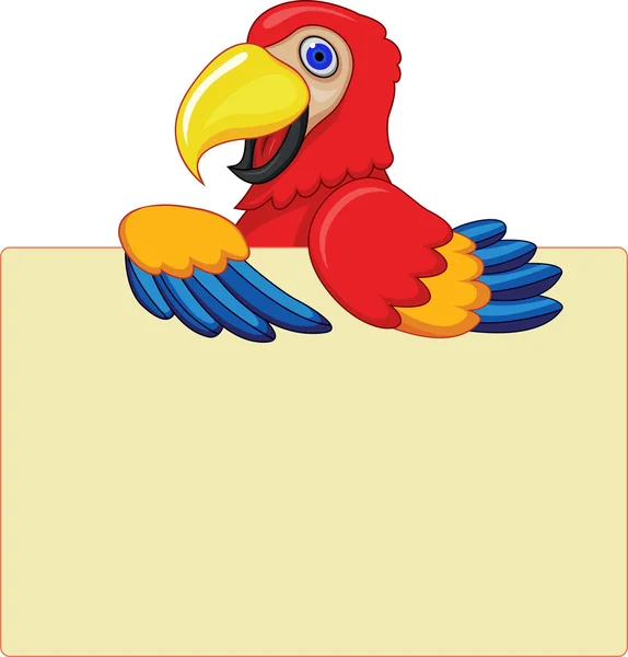 Perroquet avec signe blanc — Image vectorielle