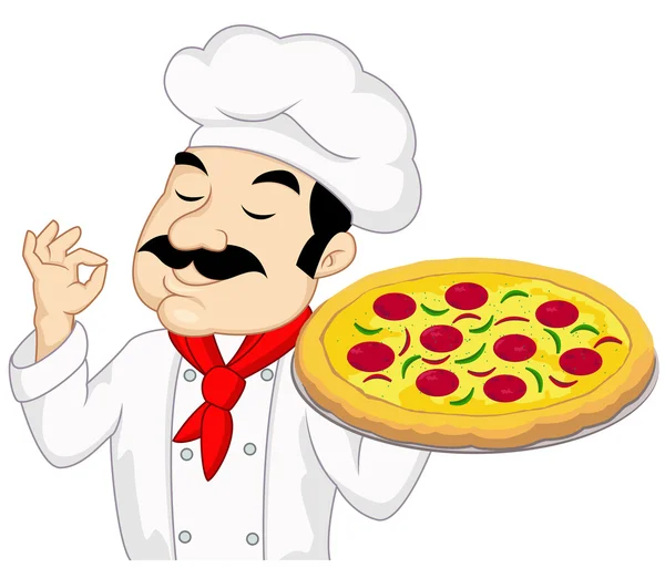 Chef With Pizza — Stock Vector