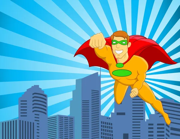 Super héroe volando — Vector de stock