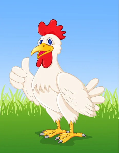 Dibujos animados de pollo con pulgar hacia arriba — Vector de stock