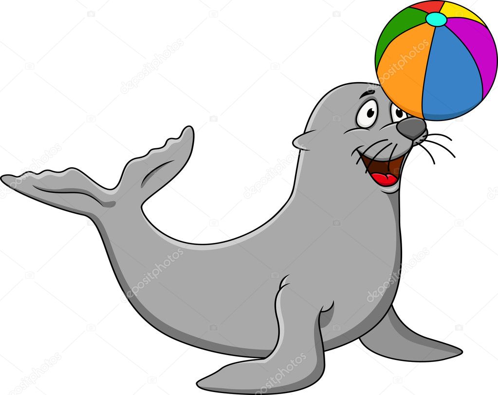 Seal plying colorful ball