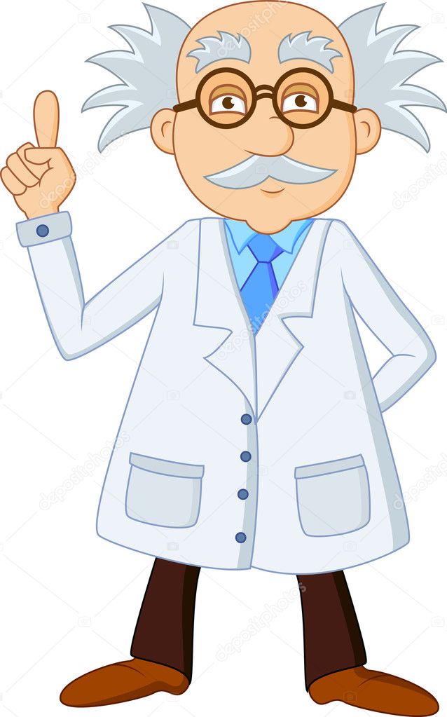 Funny scientist cartoon character