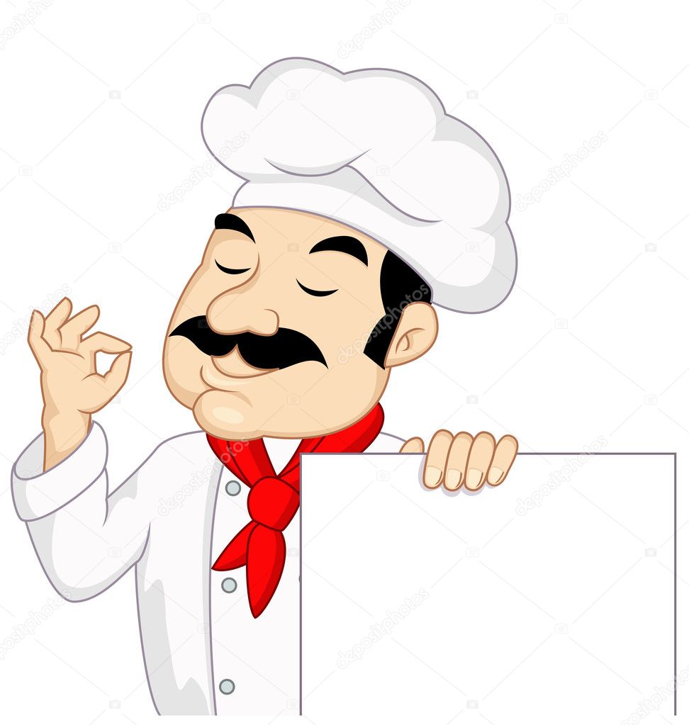 Chef Cartoon With Blank Sign