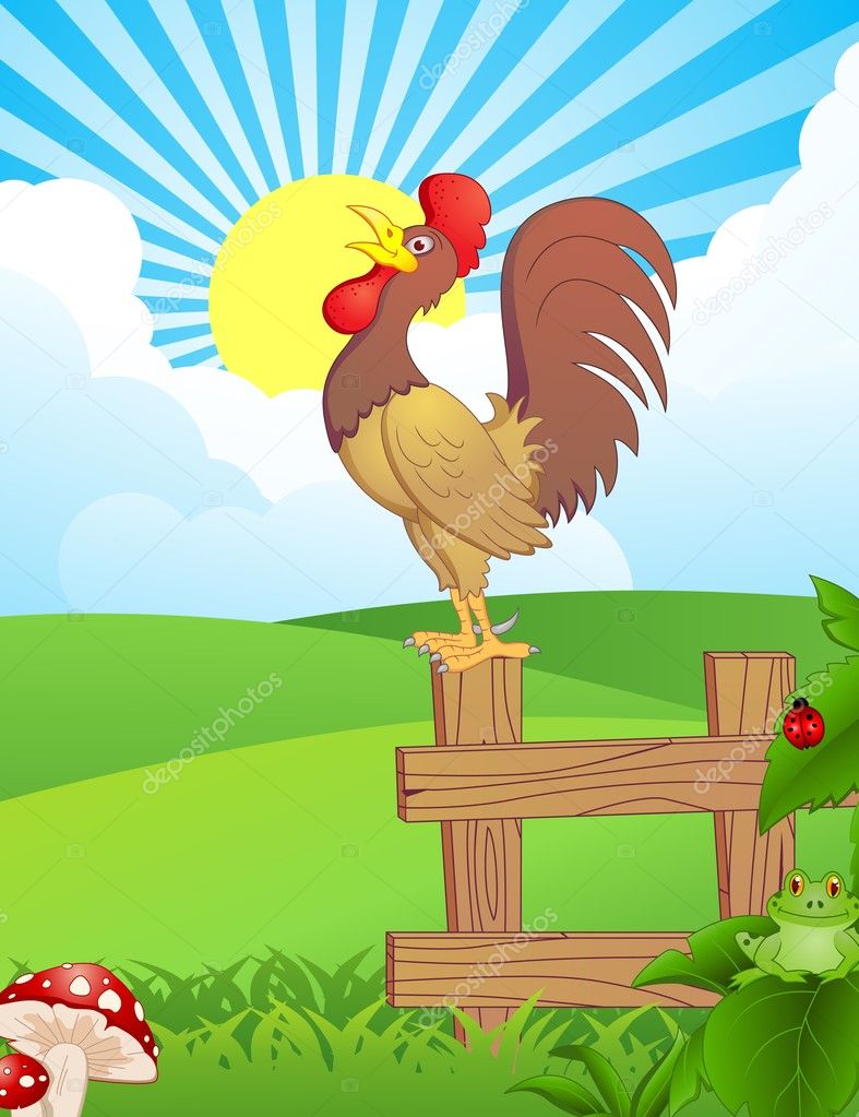 Cock on a fence for wake up calling Stock Vector Image by ©dagadu #9459169