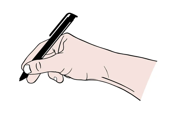 Mão com caneta — Vetor de Stock
