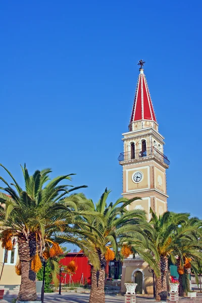 Kirke med tårn i Zakynthos ø - Stock-foto