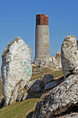 olsztyn bir kule ile harap Ortaçağ Kalesi