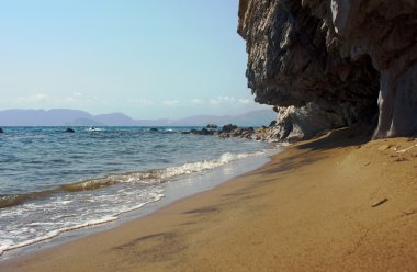 rock ile kumsalda Adası zakynthos