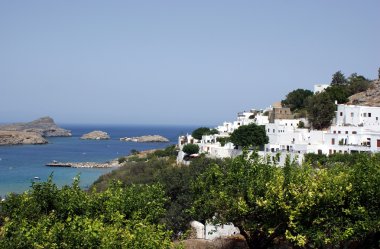 liman ve kent lindos üzerinde Rodos Adası