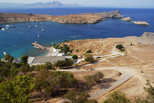 Haven en baai op eiland Rhodos — Stockfoto