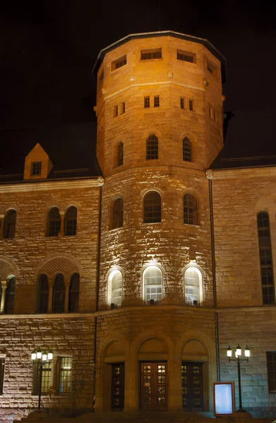 Zamku cesarze bastille nocą w Poznaniu — Zdjęcie stockowe