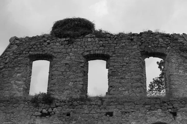 Ruin of church with bird's nest — Stock Photo, Image