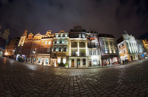 Mercato vecchio di notte a Poznan — Foto Stock