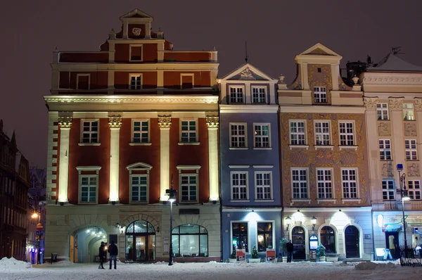 Starý trh v noci v Poznani — Stock fotografie