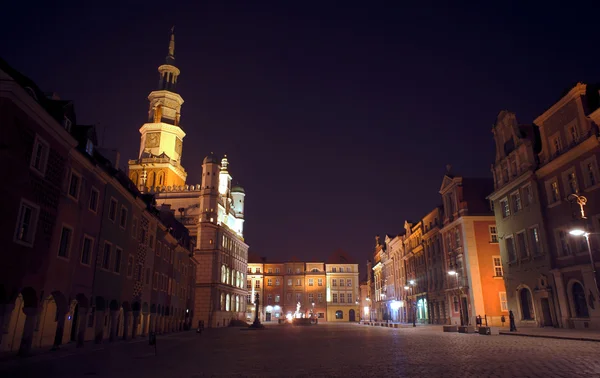Vieux marché la nuit à Poznan — Photo