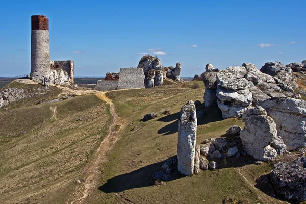 Middeleeuwse kasteel met toren in olsztyn — Stockfoto