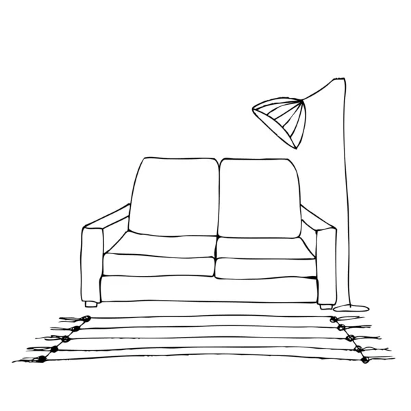 Иллюстрация интерьера, мебель с лампой — стоковое фото