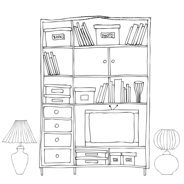 Illustration von Interieur, Bücherregal — Stockfoto