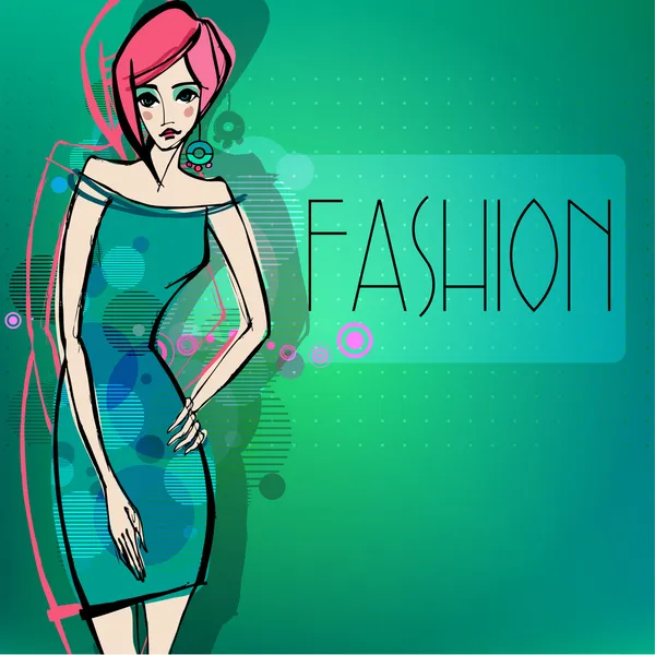 エレガントなファッションの様式化されたモデルを持つ現代ファッションの背景 — ストック写真