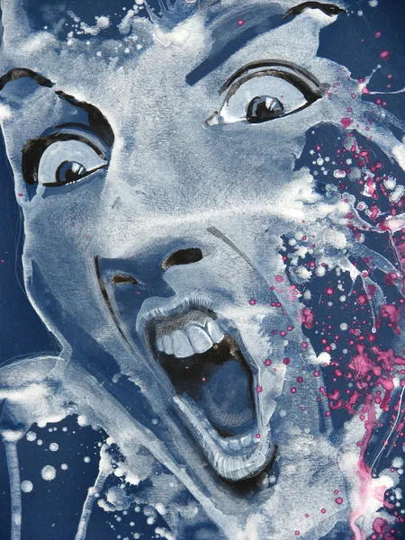 Illustrated portrait of screaming girl — Stock Photo, Image