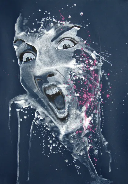 Illustrated portrait of screaming girl — Stock Photo, Image
