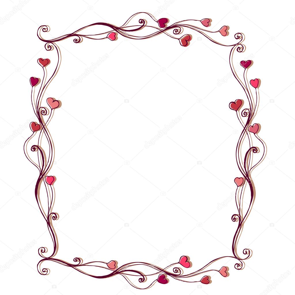 Illustrated cute frame with hearts