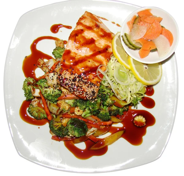 日本传统美食与三文鱼 — 图库照片