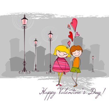 Illustrated cute couple clipart