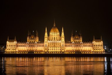 Budapeşte'de Meclis, gece, hu çok detaylı fotoğraf