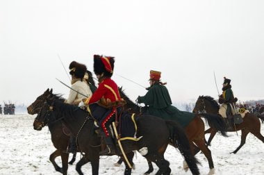 TVAROZNA, CZECH REPUBLIC - DECEMBER 3: History fans in military clipart
