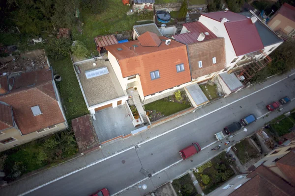 Vista aerea altamente dettagliata delle case familiari Immagine Stock