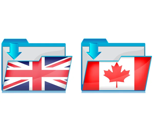 Icône de dossier avec drapeau des Britanniques et du Canada.Vecteur — Image vectorielle