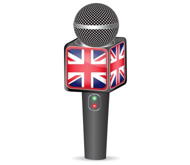 News Reporter Microphone The English flag.Vector clipart