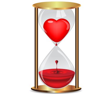Golden hourglass with heart.Vector clipart